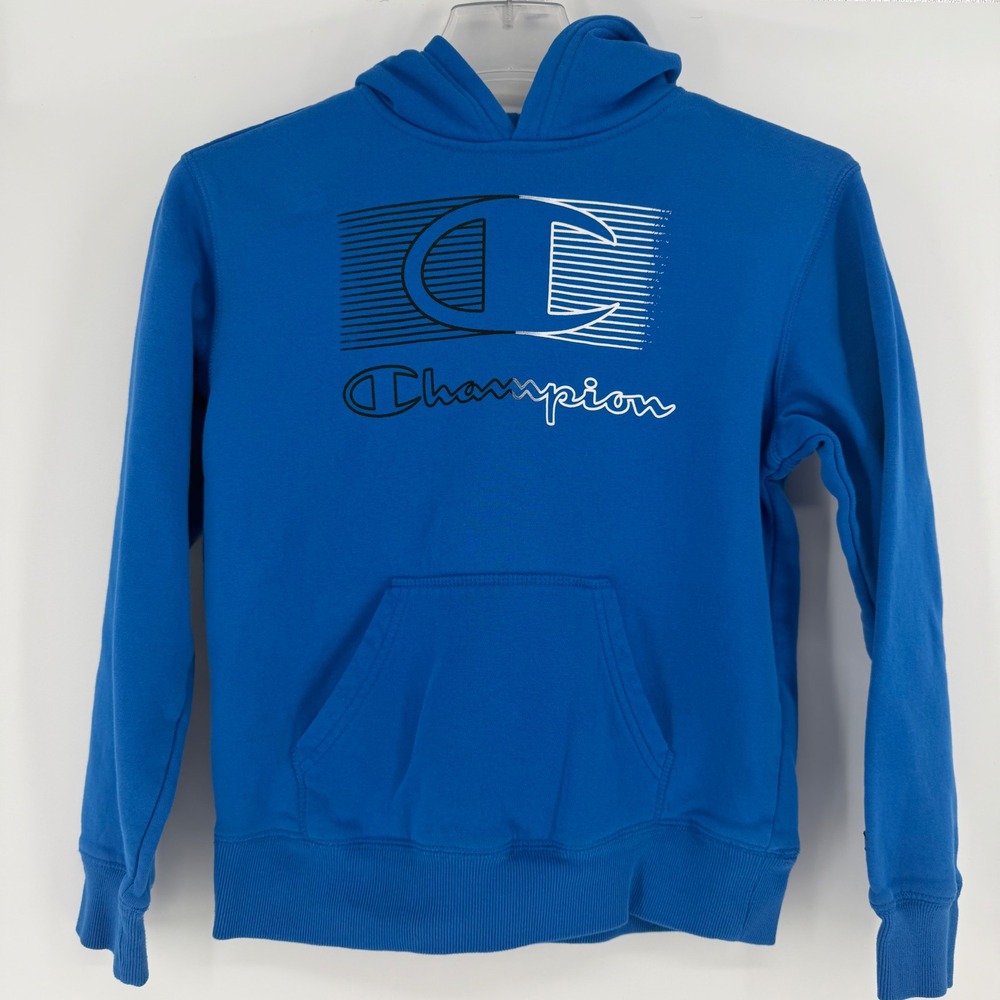 Champion Boys Blue Graphic Logo Pullover Hoodie Sweatshirt Size 10/12 CHS596